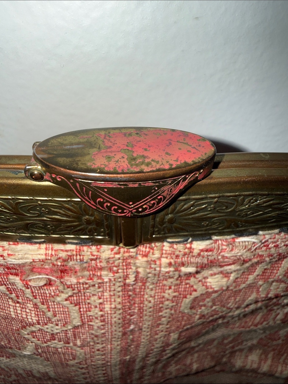 Antique Victorian/Edwardian Woven Tapestry Coin Purse Ornate Brass Frame - Picture 5 of 11